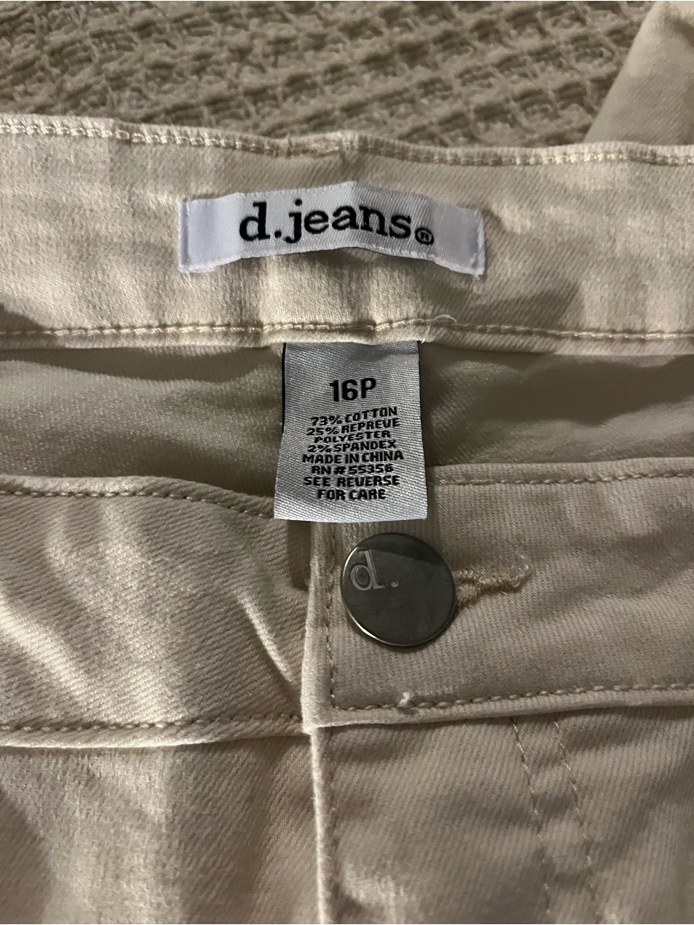 d. jeans Cream Color Women's Jeans size 16P